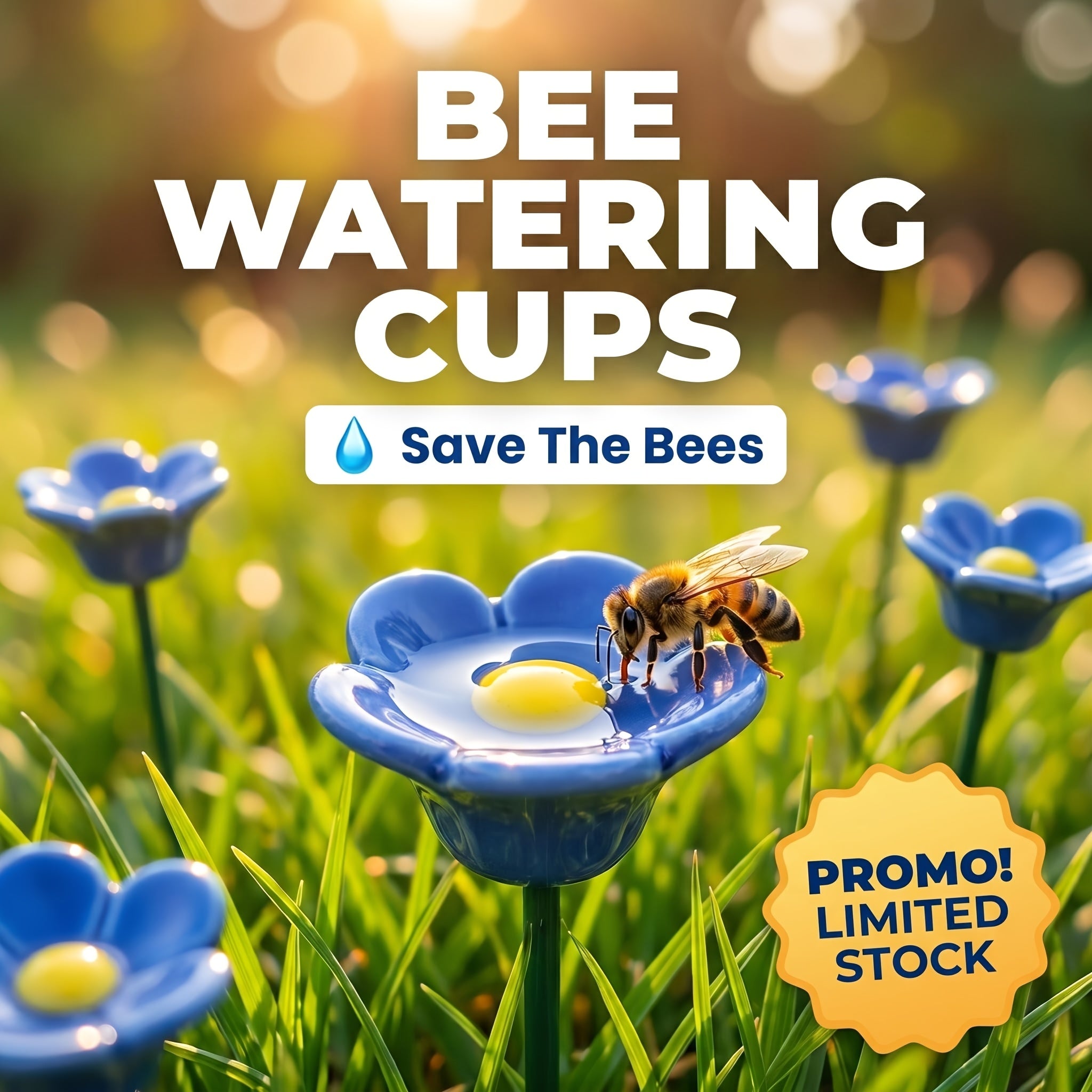 Resin Bee Watering Flower Stakes (4 Pack)