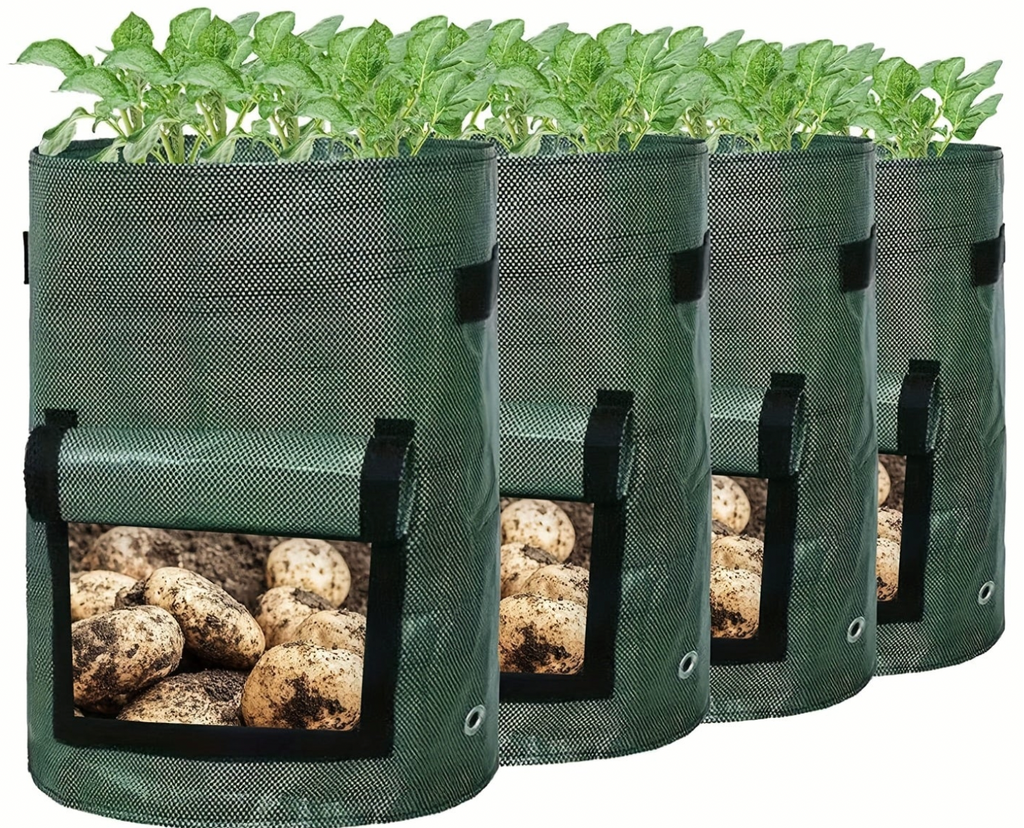 7 Gallon Vegetable Grow Bags with Harvest Flaps (4 Pack)