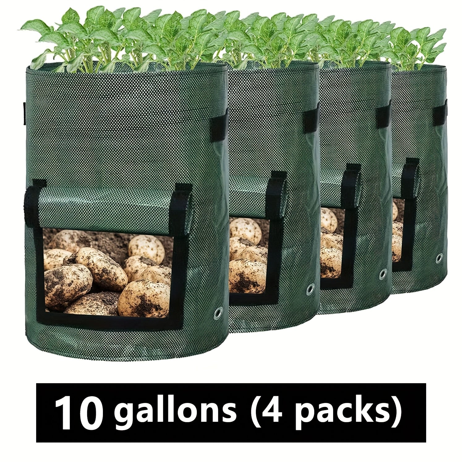 7 Gallon Vegetable Grow Bags with Harvest Flaps (4 Pack)
